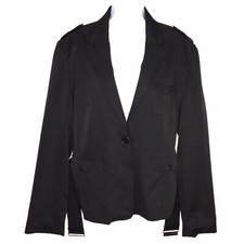 Mg New York Paris Womens Black Jacket Blazer Single Button Belted Plus Size 18w