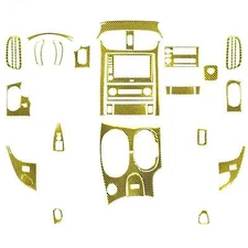 30Pcs Yellow Carbon Fiber Kits Full Interior Dash Trim For Corvette C6 Z06 05-13