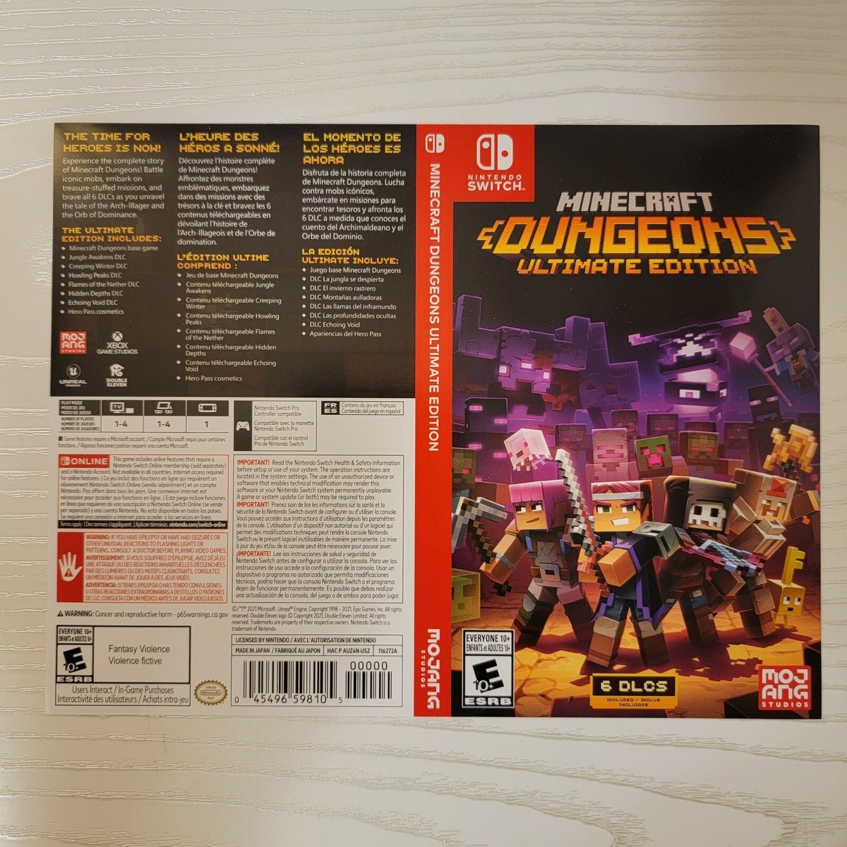 Minecraft Dungeons Ult. Edition Switch Replacement Box Art