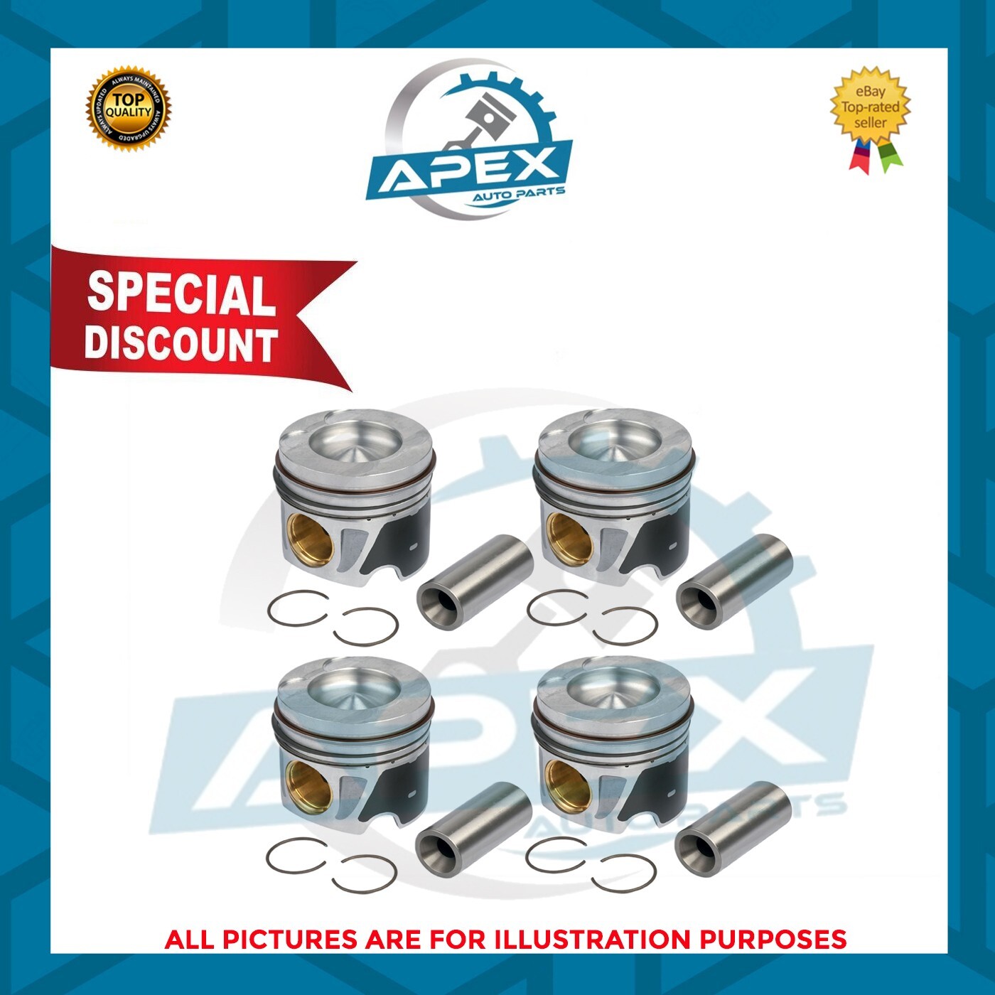 Mercedes-Benz Classe V OM651 2.1CDI Diesel Euro 5 Pistone Std 4 Pezzi Set HQ