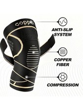2x Copper Knee Sleeves Silver Compression Brace Support Sport Joint Injury Pain