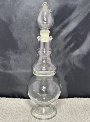 Vintage Klarglas Genie Flasche Blase Dekanter mit Stopfen 11'' hoch