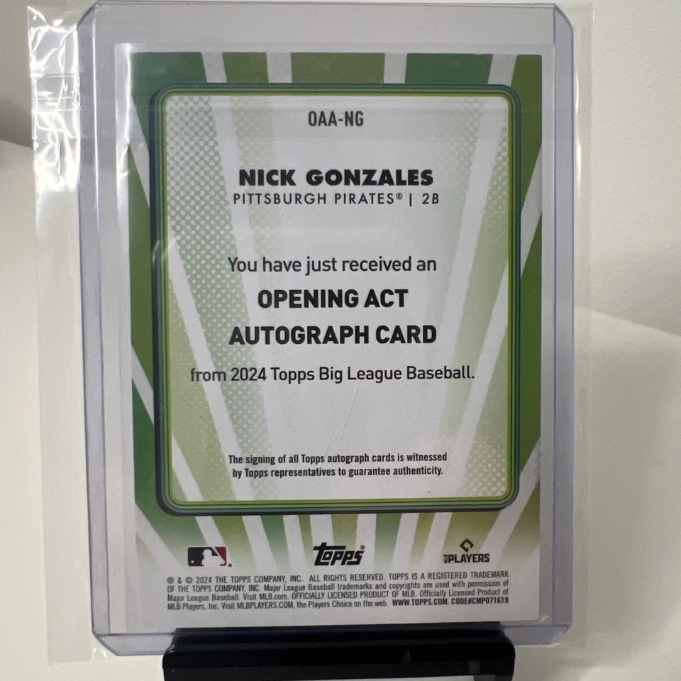 2024 Topps Big League NICK GONZALES RC AUTO opening Act Pittsburgh Pirates - Image 2 of 2