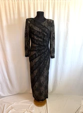 Vintage Victor Costa For Nahdree Black Lace Evening Gown - Size 6 Small