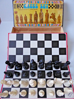 Vintage Roxy chess set Medieval Style board boxed 1970s complete collectable