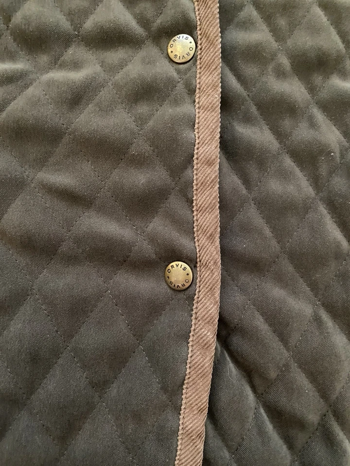 Chaqueta acolchada de granero Orvis para mujer verde pana cuello abrigo campo aire libre XL Foto 2 de 4