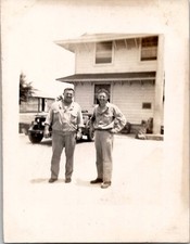 WW2 Handsome Beefcake Army Soldiers Men Jeep Willy Snapshot 1940s Vintage Photo