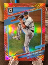 2021 Donruss Optic Red Dragon Prizm Parallel #'d /110 Sandy Alcantara Marlins