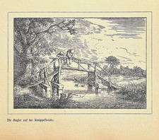 Lithog., Die Angler auf der Knüppelbrücke, aus der Radierung des Adr. van Ostade