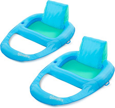 Swimways Spring Float Recliner XL 2-Pack - Comfortable Pool Loungers, Blue
