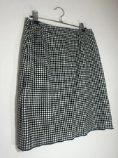 Vintage Black White Checkered Wool Mini Skirt