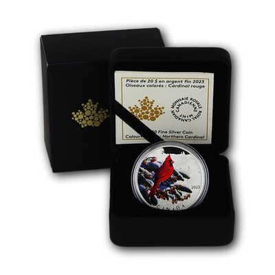 #ad 2023 Canada $20 Colourful Birds Northern Cardinal 1 oz .99 Silver Proof Coin OGP $299.00