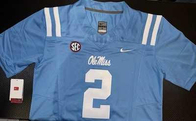 Jaxson Dart 2 Ole Miss Rebels Powder Blue Jersey Stitched FUSE Stitched