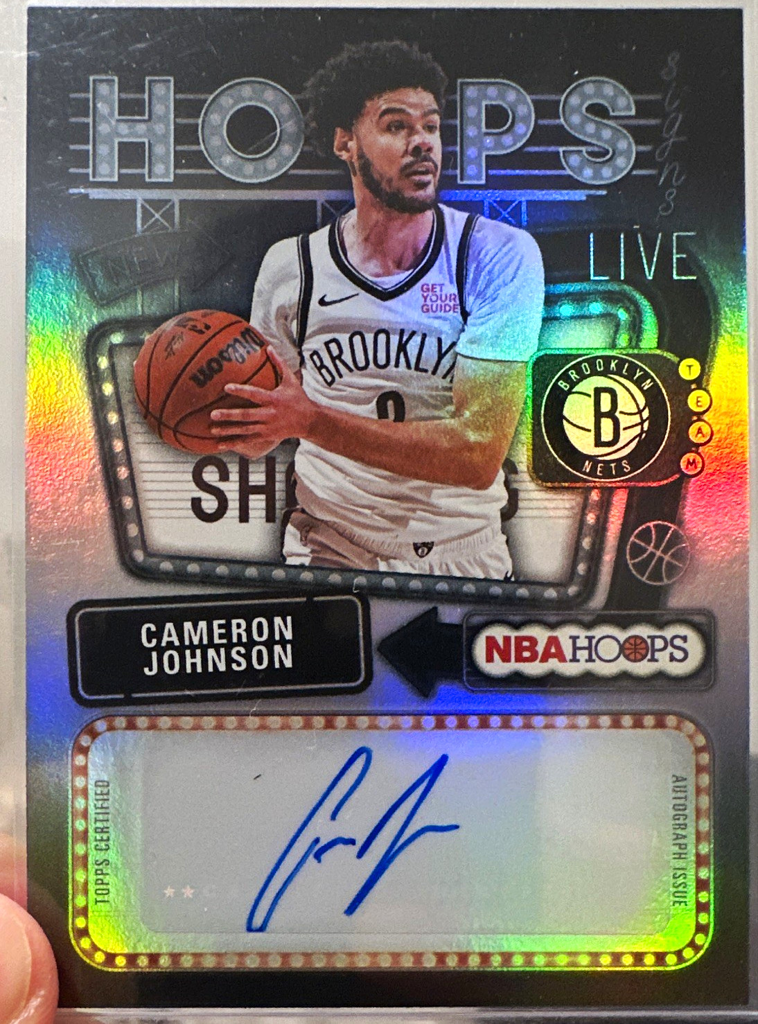 Topps 2025-26 Hoops Basketball Cameron Johnson Hoops Signs Live Auto Nets HS-CJ