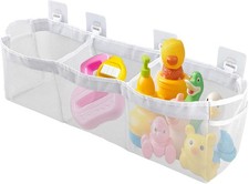 3  Compartment Bath Toy Storage Mesh Organizer Wall  Mount Shower Caddy
