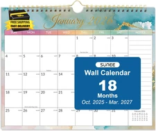 2026 Calendar- 18 Months Wall Calendar Oct. 2025 - Mar. 2027, 14.5"X11.5" Big Gr