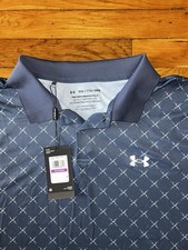 Under Armour Men  s The Performance Polo Short Sleeve, Loose Fit XXL Blue Pattern