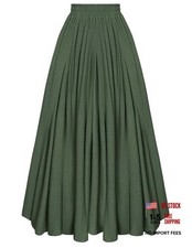 Maxi Skirts for Women Long Flowy Boho Renaissance Skirt with Small Olive Green