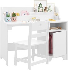 Kids Desk and Chair Set with Hutch - Wooden Study Table Storage for Boys Girls