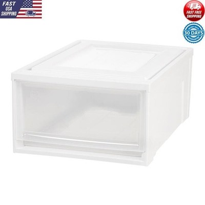 Stackable Storage Box W/ Clear Front Drawer Organizes Any Room 31 Qt Plastic New