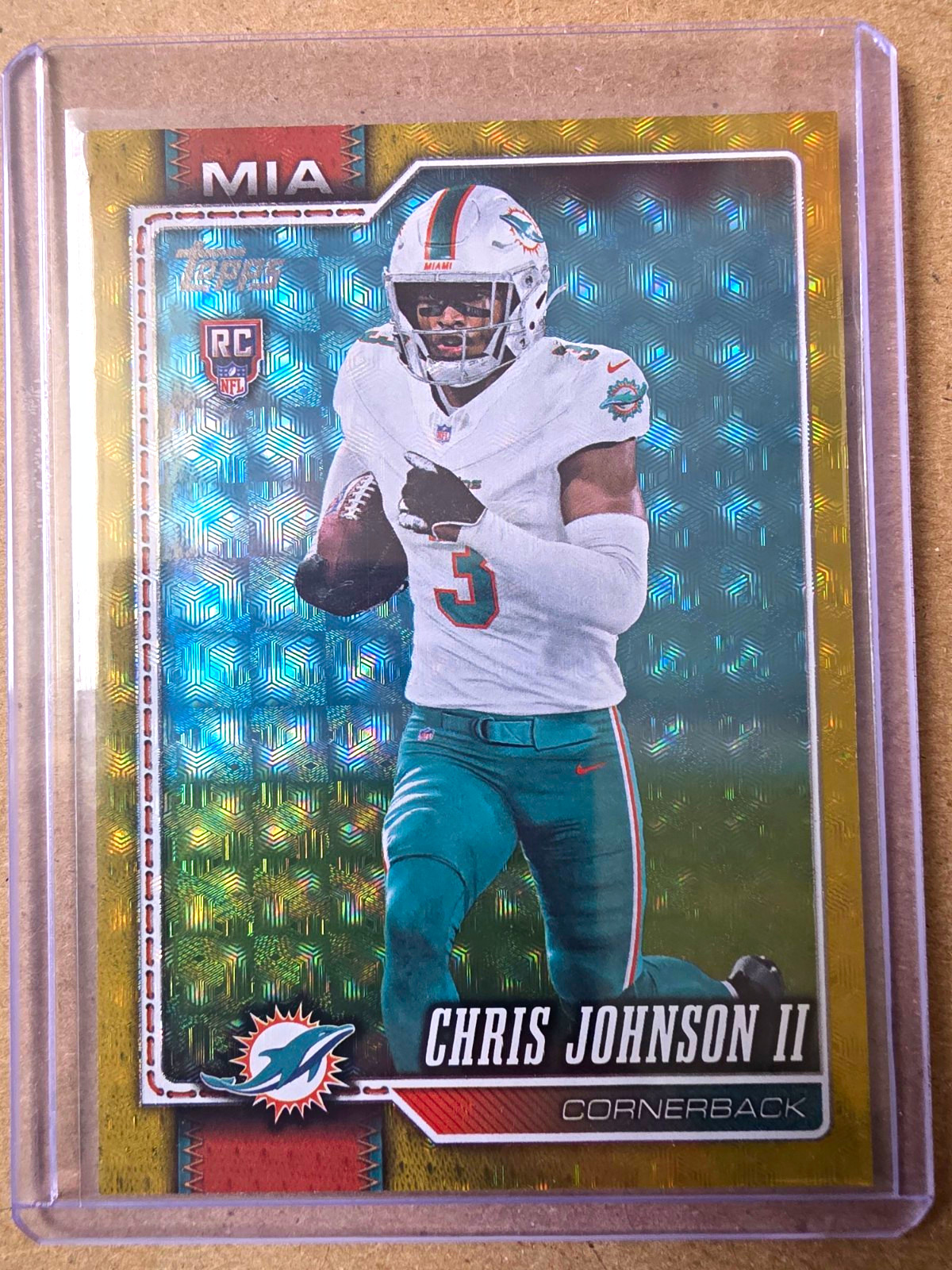 2026 Topps Football Flagship Chris Johnson II Miami Dolphins SUPERFRACTOR 1/1 RC view 2