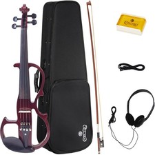 Full Size 4/4 Solid Wood Electric / Silent Violin with Case Bow Rosin Headphone