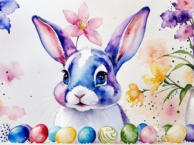 A5 Grußkarte personalisierbar individuell vorne A5 Ostern Hase Häschen Eier UK