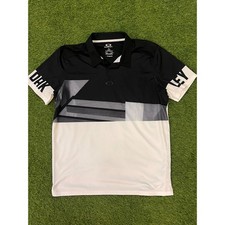 Oakley Mens XL Tailored Fit Colorblock Golf Polo Shirt Black White 29185