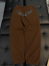 Size S - Sp5der Worldwide Brown Crystal Sweatpants Spider 100 Authentic