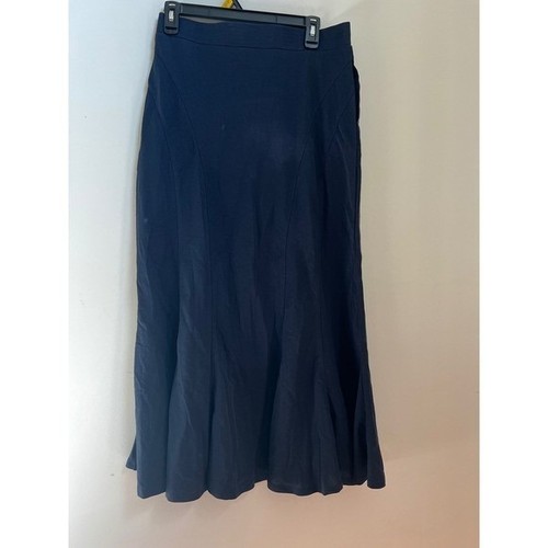 OGL Wrinkle Resistant Pull on Linen blend Midi Skirt Navy Size M NWT - Picture 3 of 8