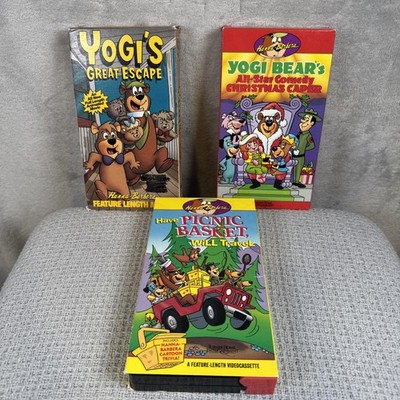 Vintage Yogi Bear 3 VHS Lot-Yogis Great Escape/Xmas Caper/Picnic Basket Cartoon