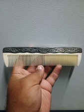 Ornate Vintage Vanity Hair Comb Silver Plate Heavy 7  