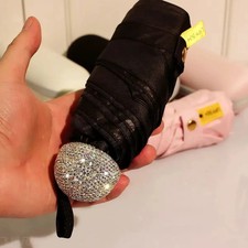 Capsule Umbrella Deluxe Rhinestone Handle UV Sun Protection Folding Umbrella Por