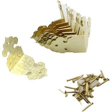 12pcs Vintage Bronze Engraved Corner Guards Desk Edge Corner Cover 25x25x15m...