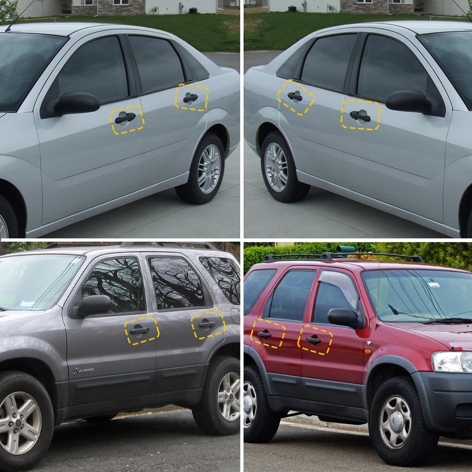 Комплект из 4 черных передних и задних ручек внешней двери для Ford Focus 2000-2007 годов выпуска - Изображение 2 из 4