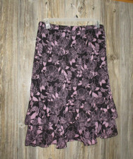 Sag Harbor Womens Sz PL Petite Large Floral Print Black Purple Skirt