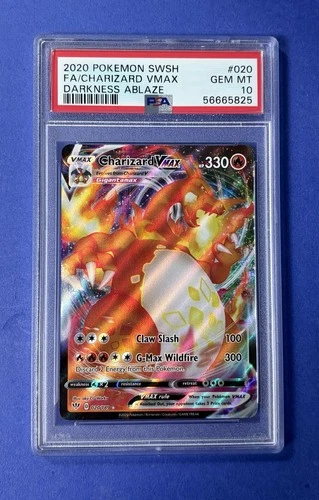 2020 Pokémon SWSH FA/Charizard VMAX Darkness Ablaze #020 PSA 10 GEM MT