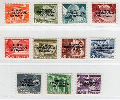 Suiza 1950 Juego de viaje completo - Sc# 3O83-3O93 - OG MLH - SCV $62,00