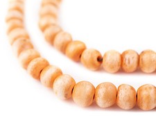 Orange Rustic Bone Mala Beads 10mm Nepal Round Large Hole 34 Inch Strand