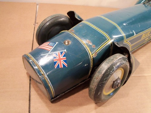 SUPERB TINPLATE CLOCKWORK GUNTHERMANN "BLUE BIRD" LAND SPEED RECORD CAR (1930's) - Picture 7 of 18