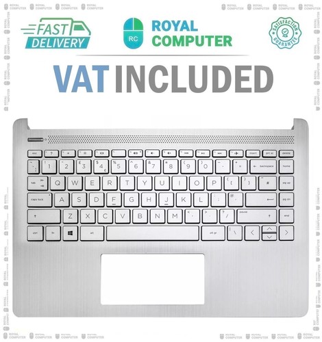 HP 14S-DQ1504SA 14S-FQ LAPTOP PALMREST COVER UK KEYBOARD SILVER - Picture 3 of 3