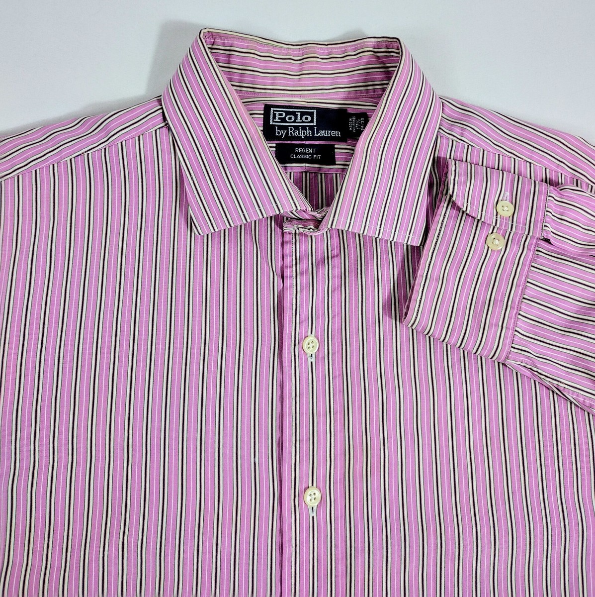 Polo Ralph Lauren Dress Shirt Mens Sz 17.5 34/35 Regent Classic Fit Pink Striped Polo Ralph Lauren Dress Shirt Mens Sz 17.5 34/35 Regent Classic Fit Pink Striped
