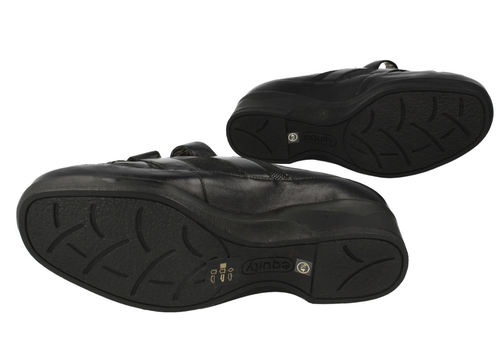 Mujer Equity Cuero Negro Rasgar Cinta Zapatos: Daisy 4.5 3E/4E - Imagen 11 de 11