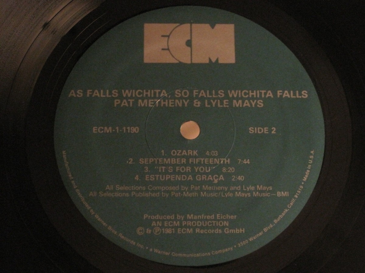 洋楽 Pat Metheny Wichita Falls LP METHENY,PAT / MAYS,LYLE - As Falls Wichita. So Falls Wichita