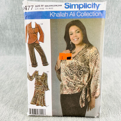 Simplicity 4477 Plus Size Wrap Top Camisole Skirt Pants Womens 18W 24W Pattern