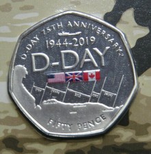 POBJOY MINT 2019 GIBRALTAR 75th ANNIVERSARY OF D DAY 50p Card DF LTD EDITION