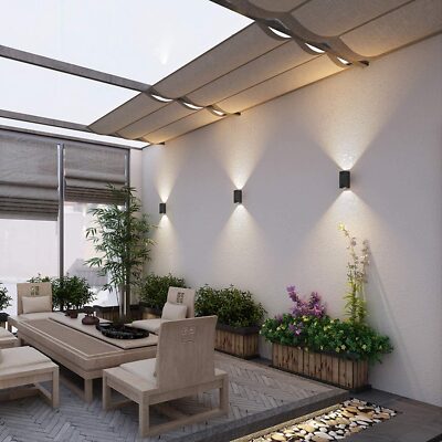 Aluminium LED Wandleuchte TWIN 2x6W warmweiss Wandlampe schwarz TOP!!