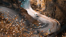 Landscape fall road bergen orange leaves Custom Gaming Mat Desk