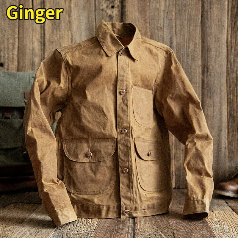 Mens Oil Wax Canvas Jacket Work Wear Japanese Wearresistant Combat