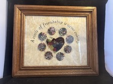 Vintage Wood Framed Quilt Circle of Friendship
